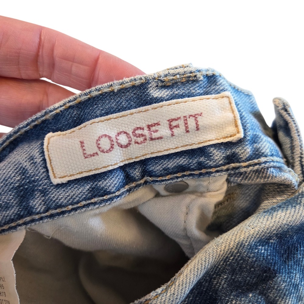 American Eagle Mens Loose Fit Light Wash Distressed Raw Hem Jeans 34x30 Blue - Picture 12 of 16